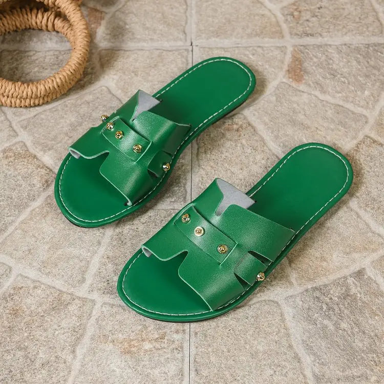 Summer New Women's Flat Bottomed Open Toed Slippers