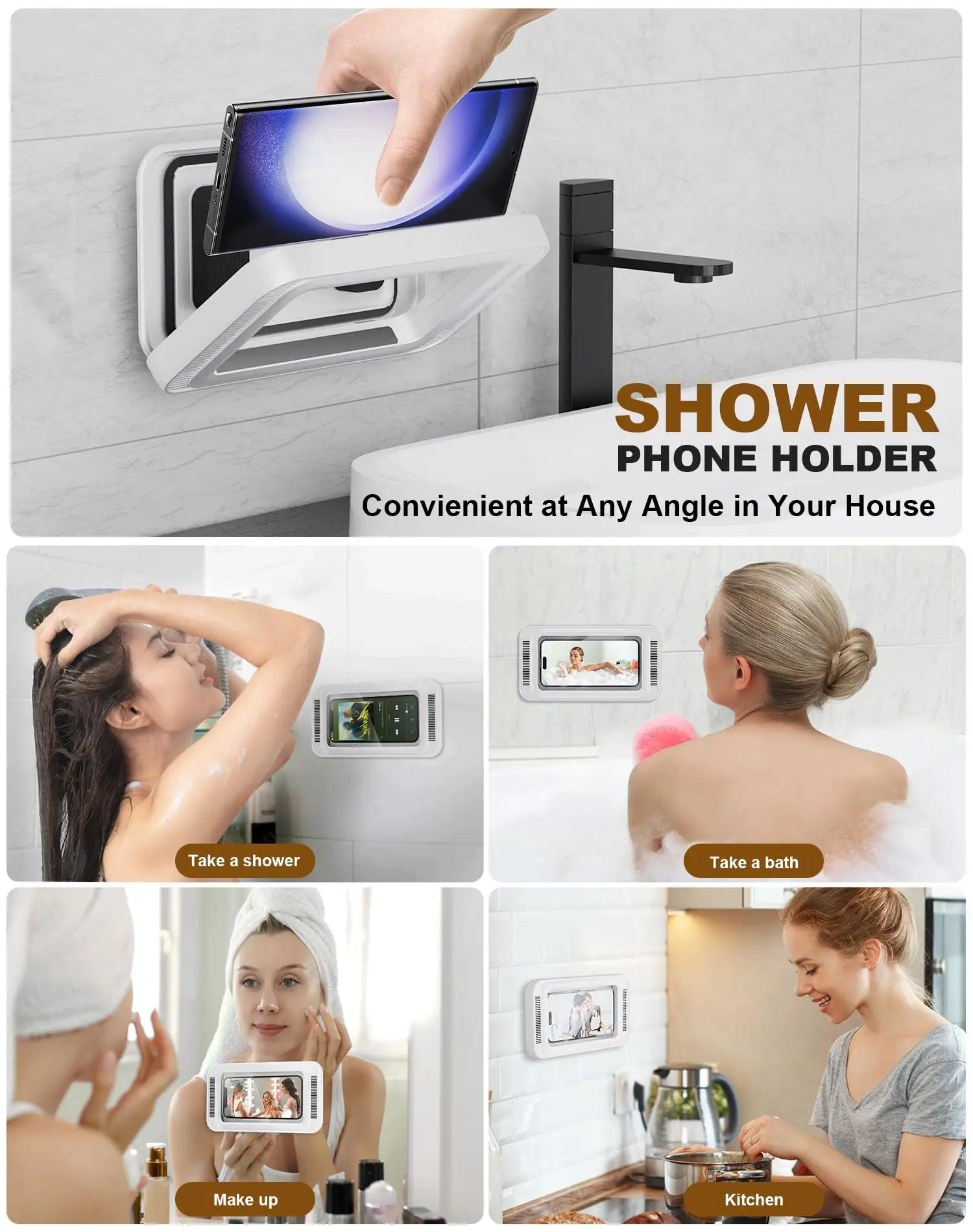 Shower Phone Holder with Speaker Waterproof 480 Rotation, Wall Phone Mount - Empire P.E