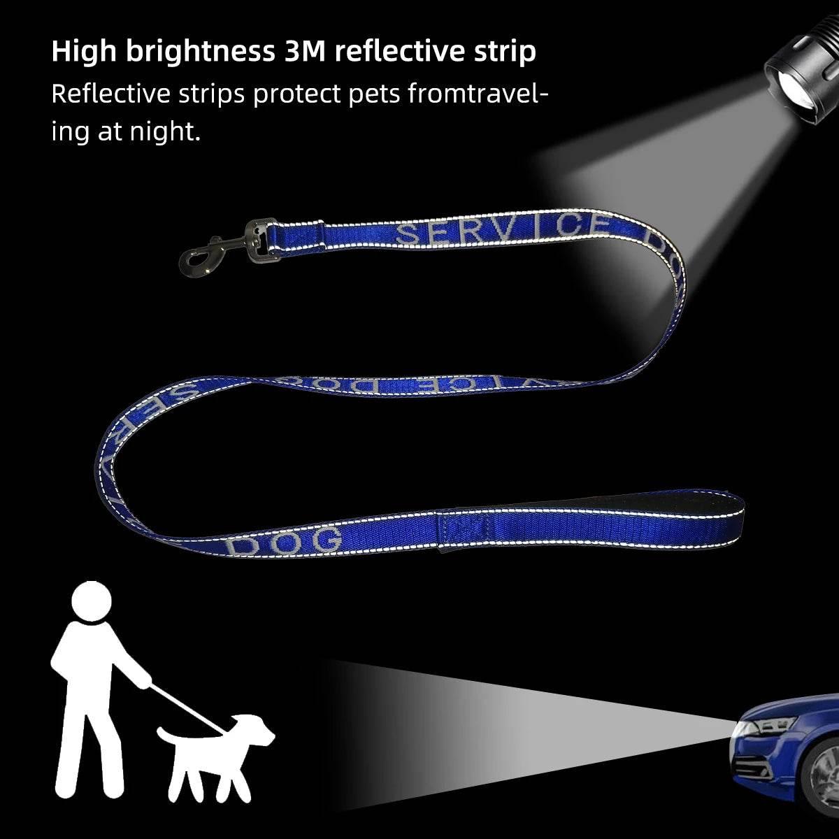 Small Pet Dogs and Cat Leashes Solid color Service Dog & Emotional Support Jacquard Leash Reflection Strong Pet Walking Training - Empire P.E