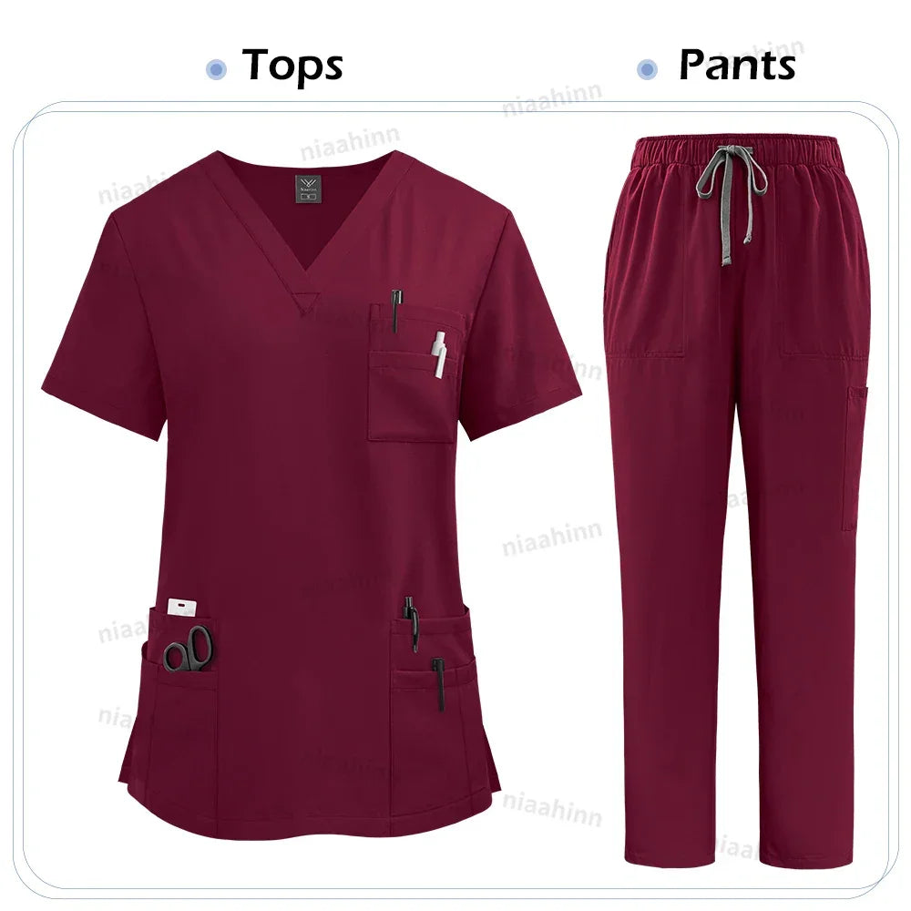 Women's Short Sleeve Tops+Pants Scrub Set - Empire P.E