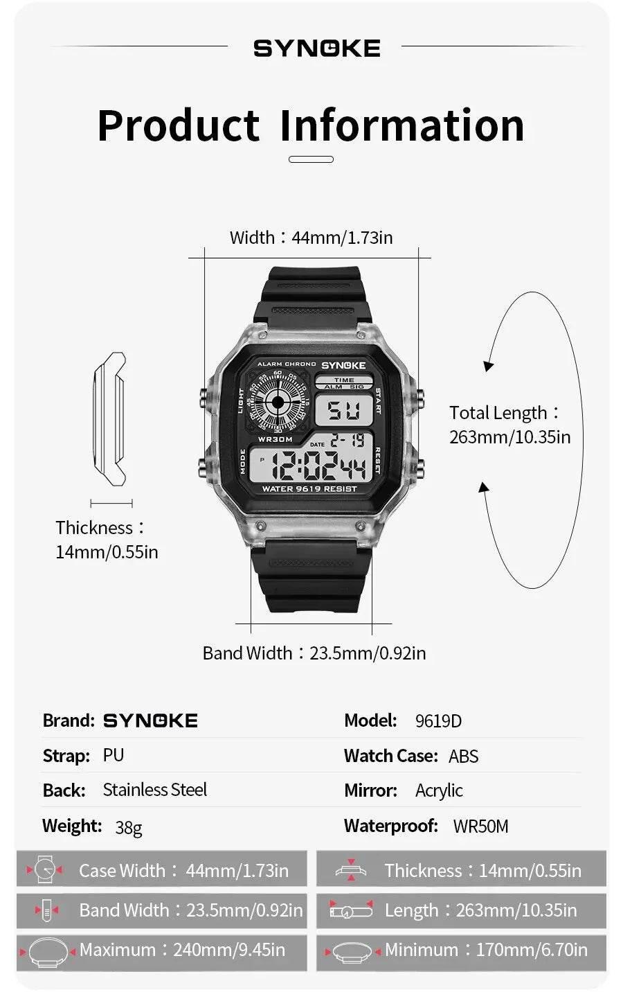 SYNOKE Digital Watches Men Sports Luminous Multifunction Waterproof Women Wristwatch Outdoor and Running Student Seven Lights - Empire P.E