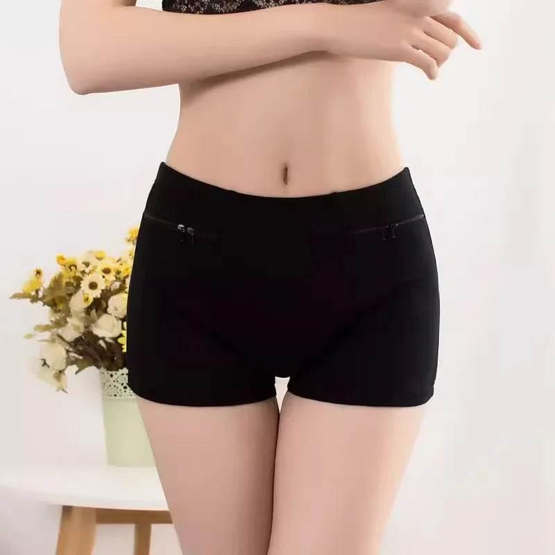 Plus Size Women Safety Short Pants Soft Boyshort Under Skirt Shorts With Zipper Pockets Breathable Theft-proof Female Underwear - Empire P.E