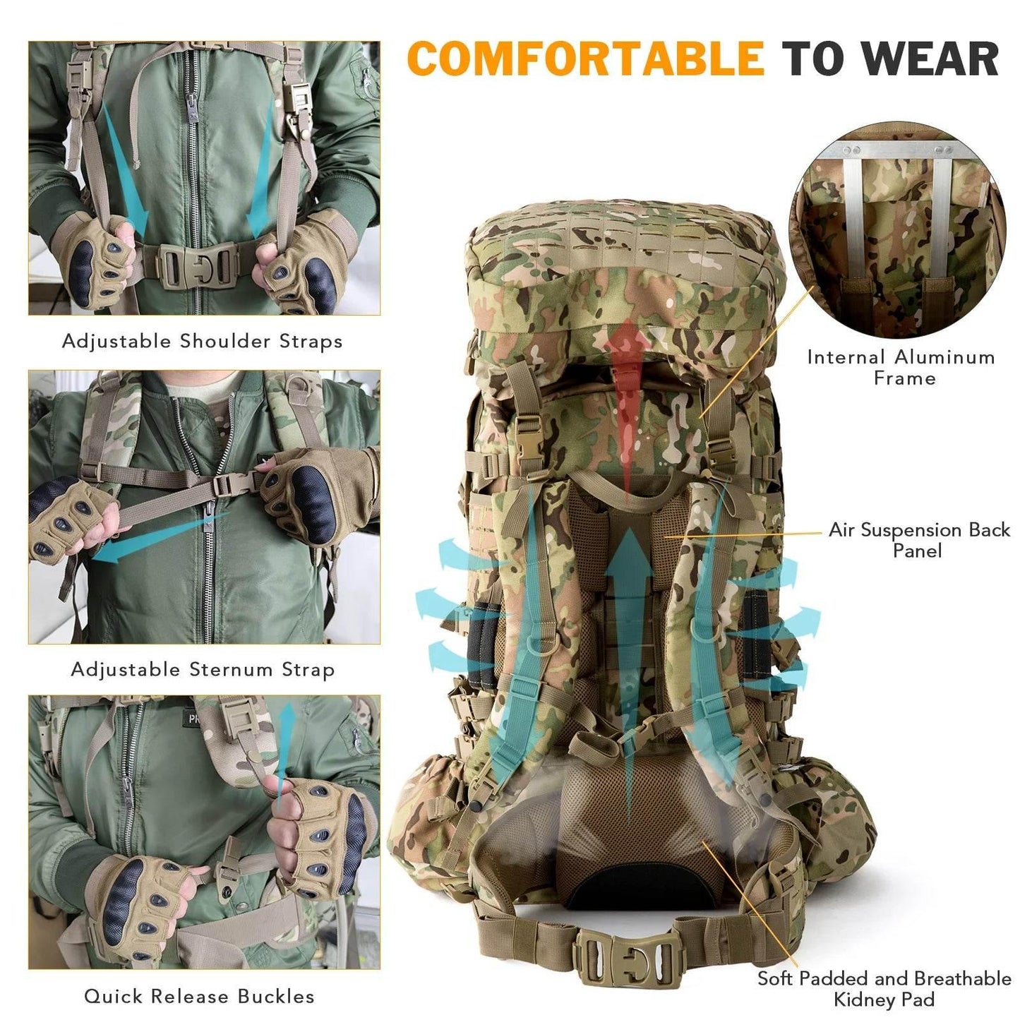 Military ILBE Army Large Rucksack with Detacheable Tactical Assault Backpack - Empire P.E