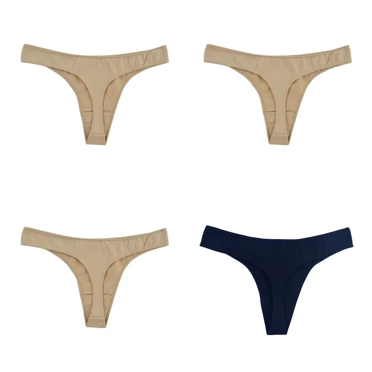 4Pcs/Set Cotton Panties Women Thongs Low Rise G-String - Empire P.E