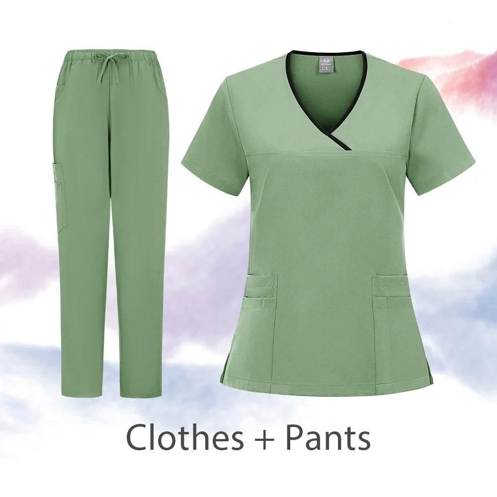 Scrubs Uniforms Sets Nurse Grey Scrubs Uniform Top for Men Hospital Medical Scrubs Unisex Clinic Nursing Surgical Uniforms Woman - Empire P.E