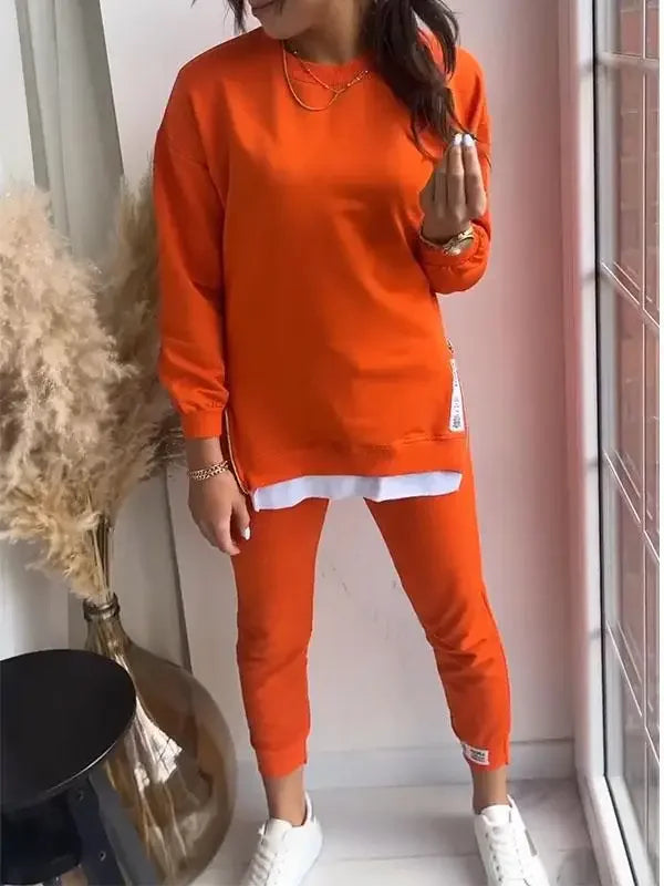 New Autumn Patchwork Loose Two Piece Set - Empire P.E