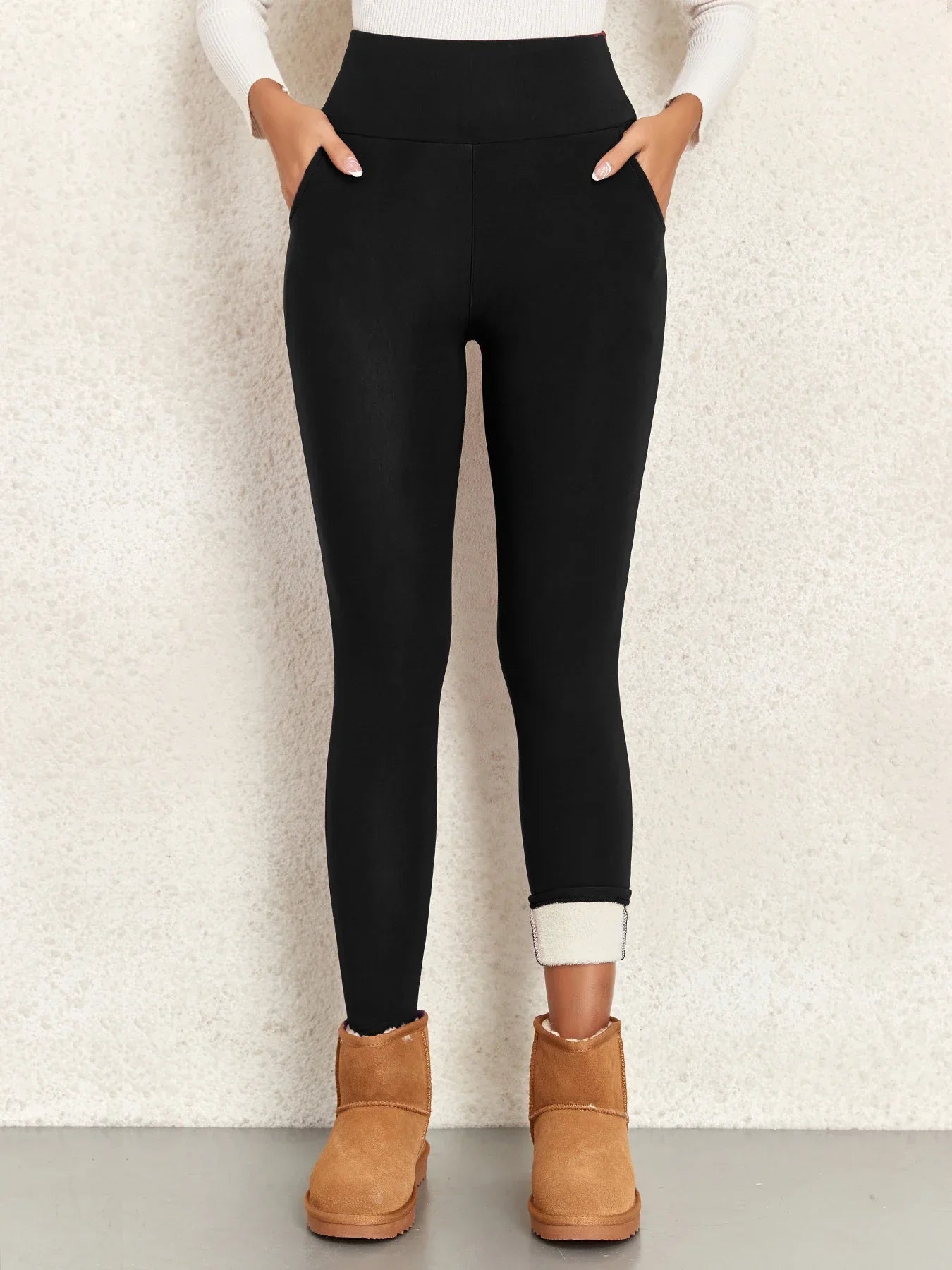 Pockets Thick Winter Warm Leggings Women High Waist Mallas Casual Velvet Warm Leggings Prevent Cold Super Warm Pants - Empire P.E