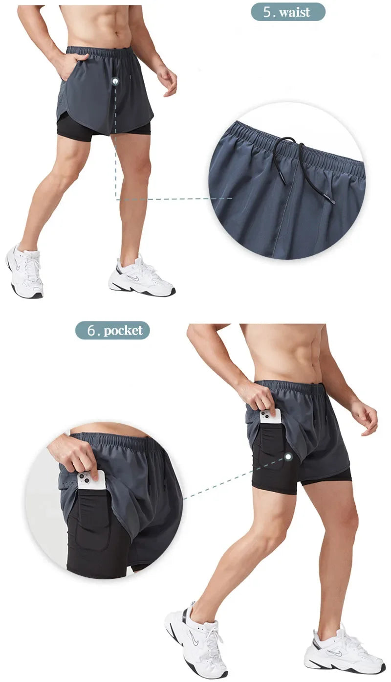 Sport Shorts Men Sportswear 2 In 1 Short - Empire P.E