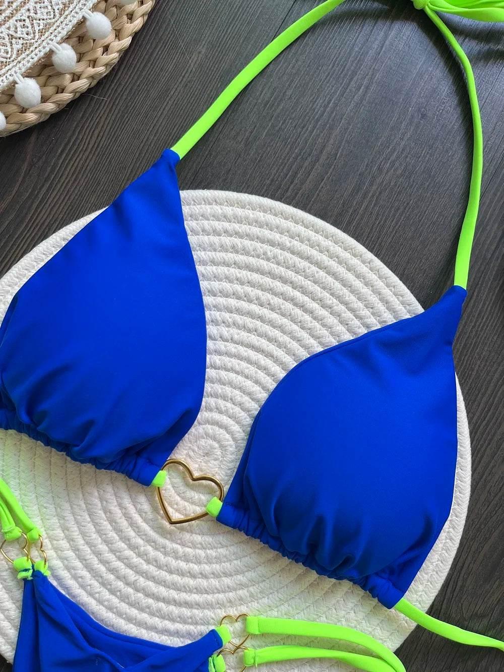 RUOTONSEPT Sexy Halter Solid color Bikini Set Women's Swimsuit Two-piece Triangle Thong Swimwear Bathing Suit Brazilian Biquinis - Empire P.E