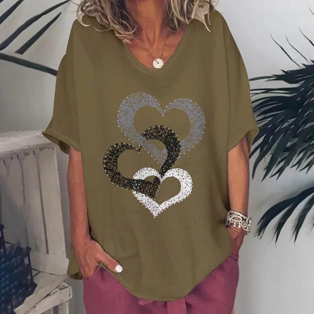 New Women'S T-Shirt Summer Short Sleeve V-Neck Top Loose Casual Female Clothing Streetwear Hip Hop Tee Harajuku T Shirt Pullover - Empire P.E