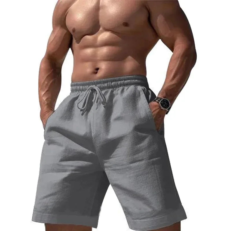 New Linen Cotton Shorts Solid Color Jogging Sweatpants Elastic Waist Shorts for Men Large Lightweight Summer Basketball Shorts - Empire P.E