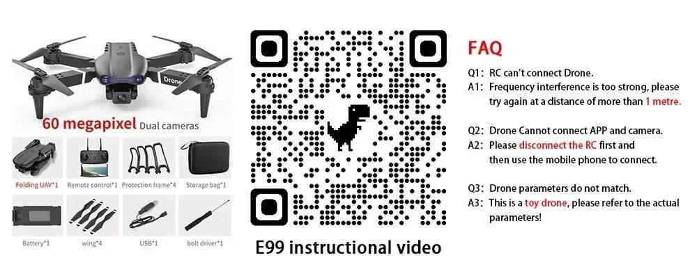 E99 Quadcopter Folding Drone Remote Control Handle Four Axis Aircraft HD Photography UAV Altitude Fixation - Empire P.E