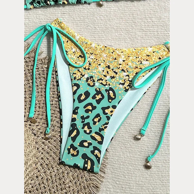 New Women's Leopard Print Color Split Beachwear - Empire P.E