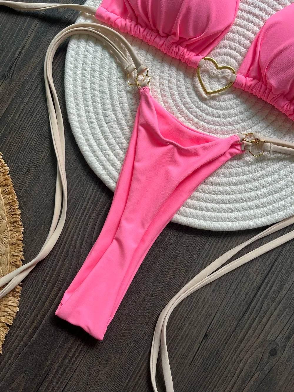 RUOTONSEPT Sexy Halter Solid color Bikini Set Women's Swimsuit Two-piece Triangle Thong Swimwear Bathing Suit Brazilian Biquinis - Empire P.E