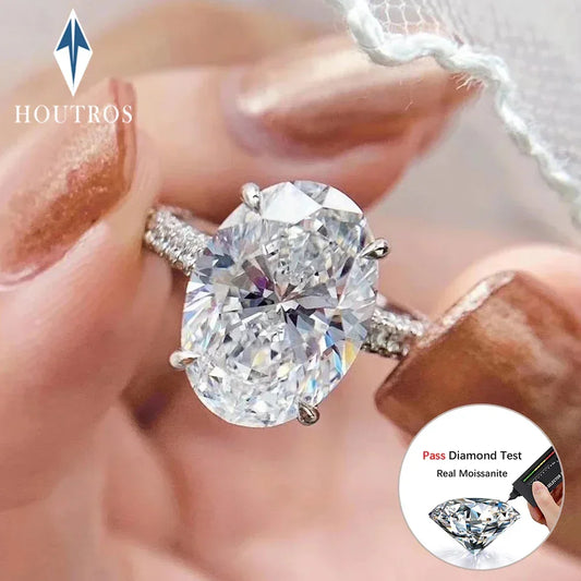 8Carat Oval Cut Moissanite Half Eternity Ring for Women 925 Sterling Silver - Empire P.E