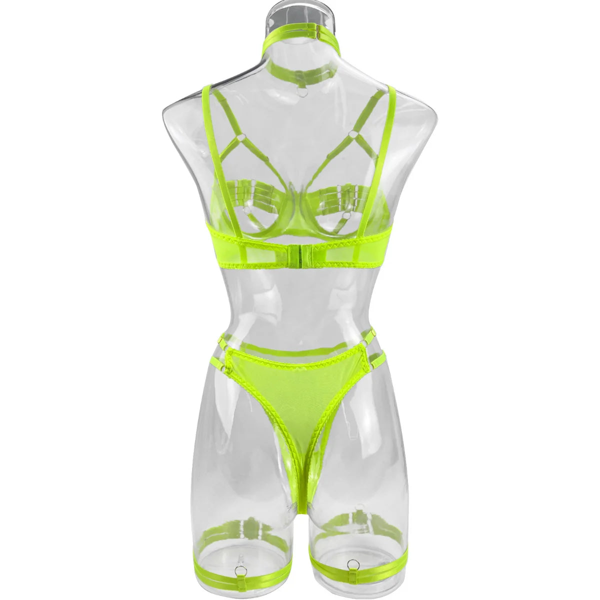 Yimunancy 4-Piece Bandage Erotic Set Women Choker Cut Out Solid Vintage Purple Sexy Lingerie Set Breif Kit - Empire P.E