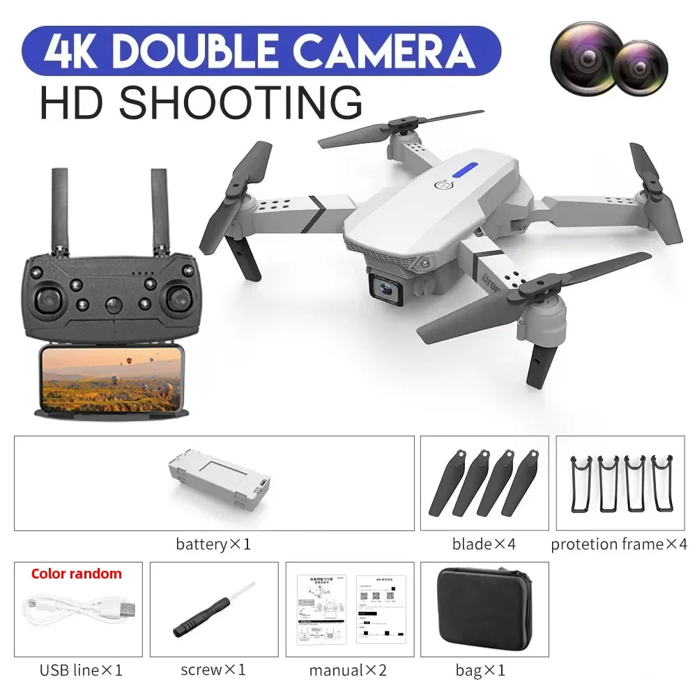 KDBFA 2024 New E88 Pro WIFI FPV Drone Wide Angle HD 4K 1080P Camera - Empire P.E