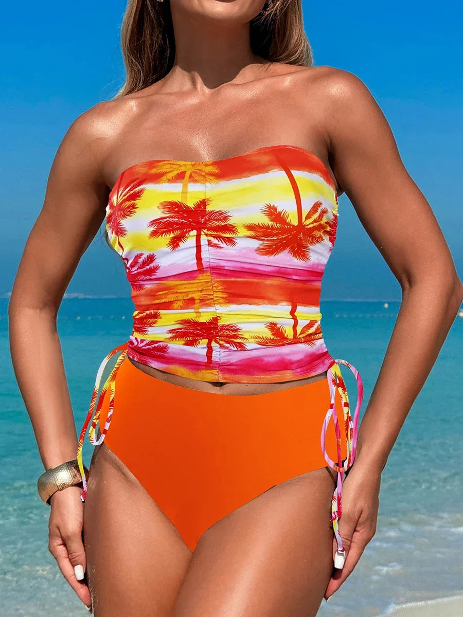 2025 Halter Tankini Two Pieces High Waist Swimsuit - Empire P.E