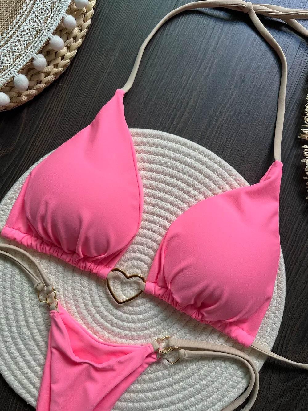 RUOTONSEPT Sexy Halter Solid color Bikini Set Women's Swimsuit Two-piece Triangle Thong Swimwear Bathing Suit Brazilian Biquinis - Empire P.E