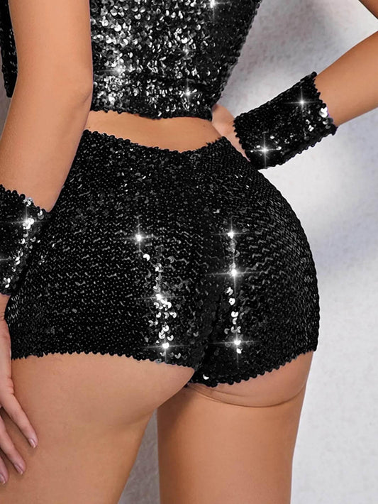 r y2k fashion sequin shorts women summer glitter - Empire P.E