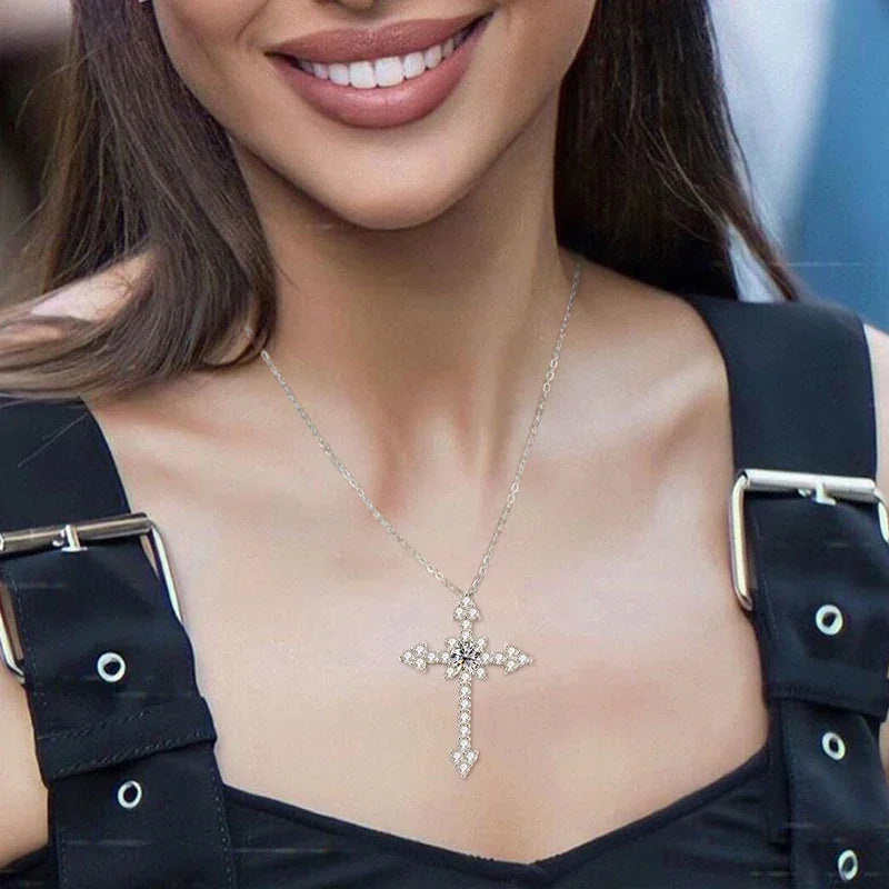 0.5/1CT D VVS1 Moissanite Cross Pendant