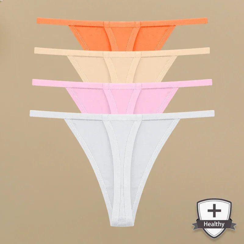 4Pcs Women's Cotton Thongs Thin Waist Underwear S-XL - Empire P.E