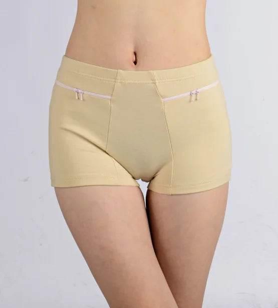 Plus Size Women Safety Short Pants Soft Boyshort Under Skirt Shorts With Zipper Pockets Breathable Theft-proof Female Underwear - Empire P.E