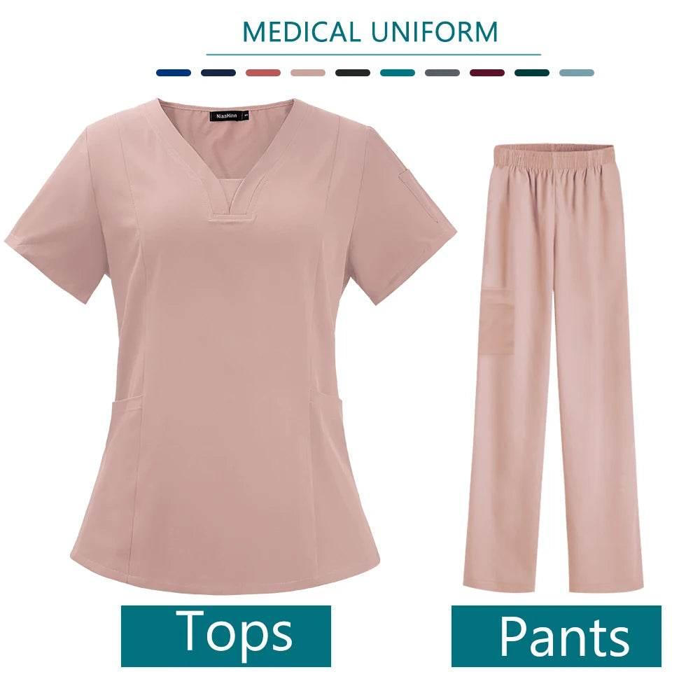 Nurse Medical Uniform High Quality Scrubs Short Sleeve Elastic Pants - Empire P.E