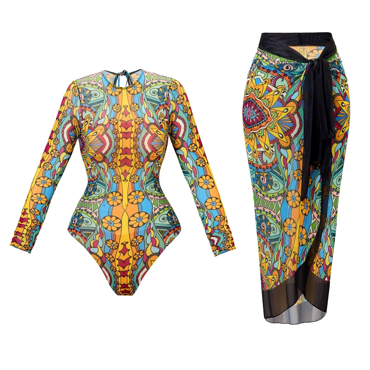 Bikini Bodysuit Swimwear With Skirt
