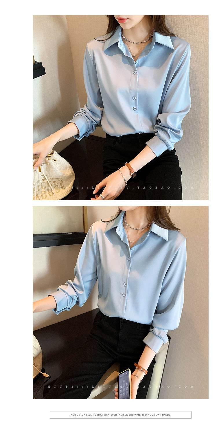 Plus Size Shirts Spring Summer Fashion Female Long Sleeve Loose Solid Blouse Tops Casual Chiffon Shirt Women Office Lady Shirts - Empire P.E