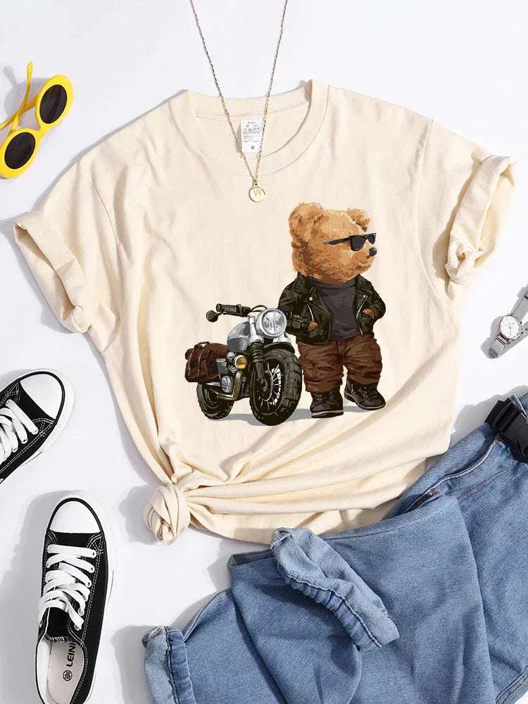Motorcycle Teddy Bear Wearing Sunglasses Tshirt - Empire P.E