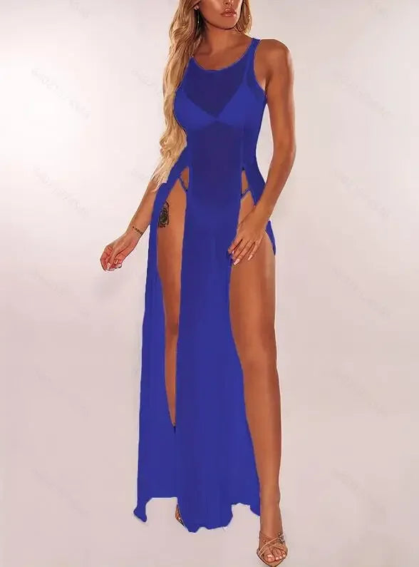 Sexy Womens Mesh Sheer Long Dress Ladies Bikini Cover Up - Empire P.E