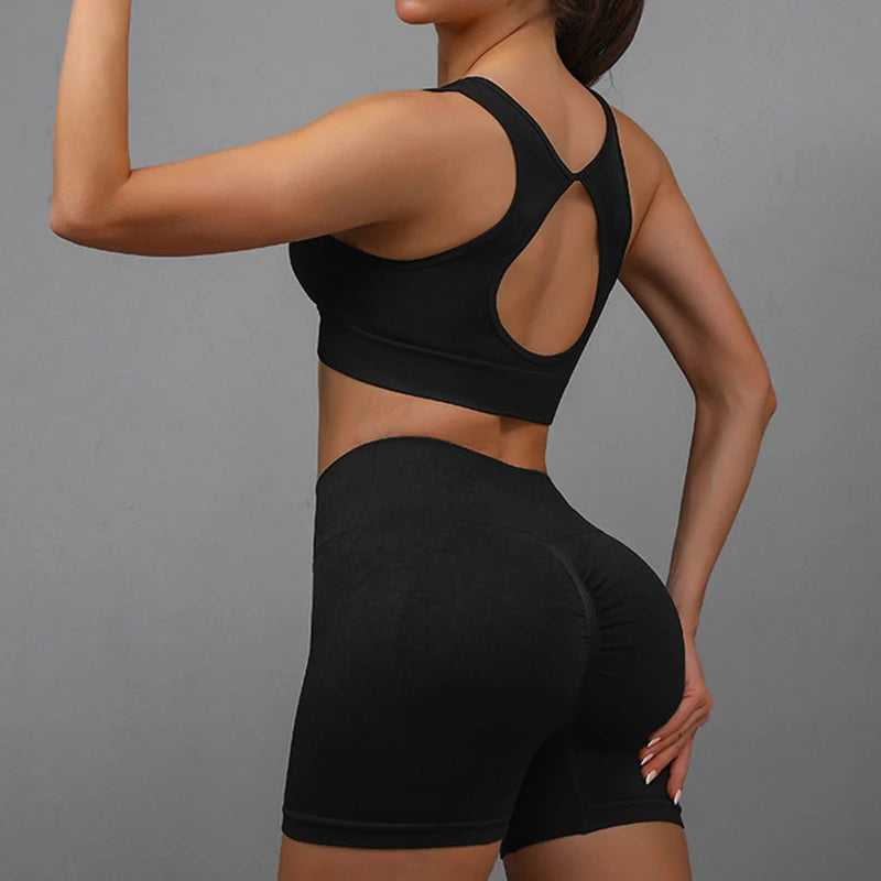 2 Pcs Yoga Set Women Hollow Back