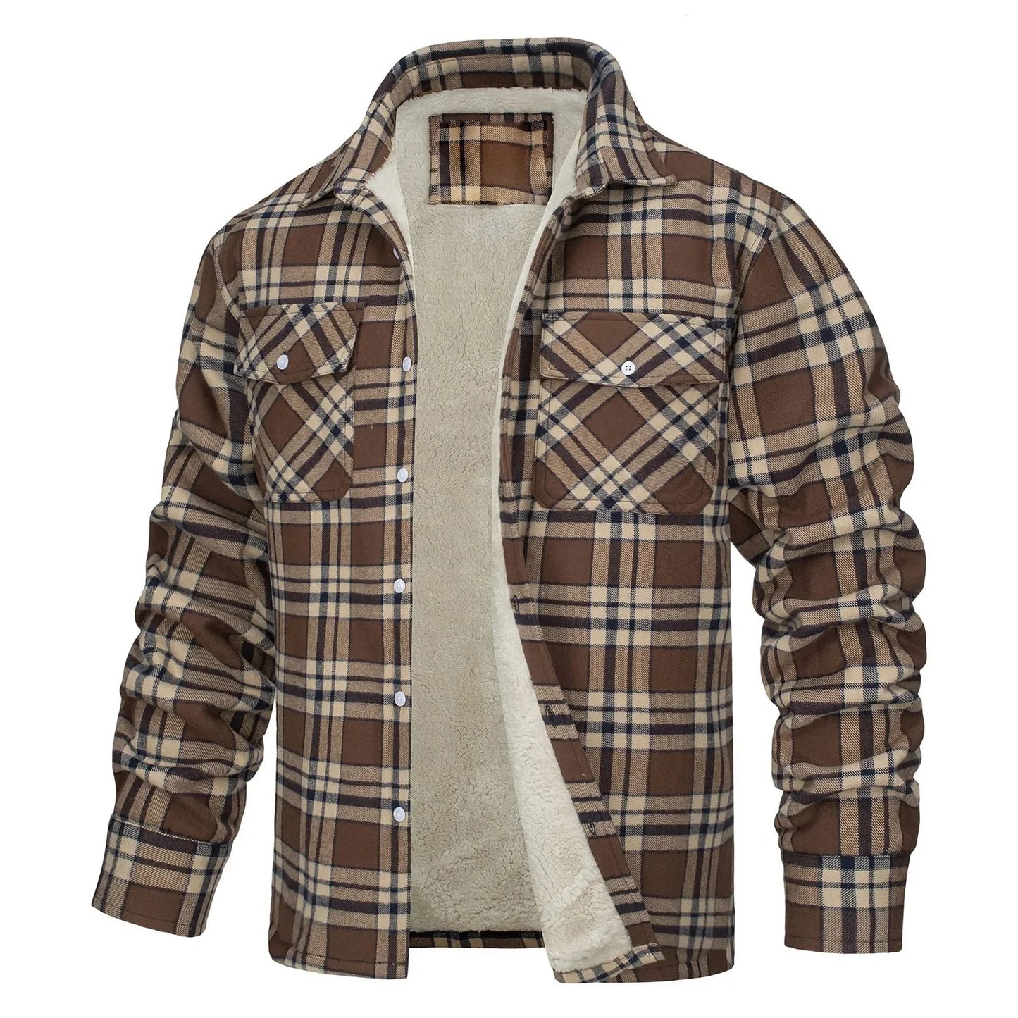 Men's Plaid Print Lapel Coat - Empire P.E