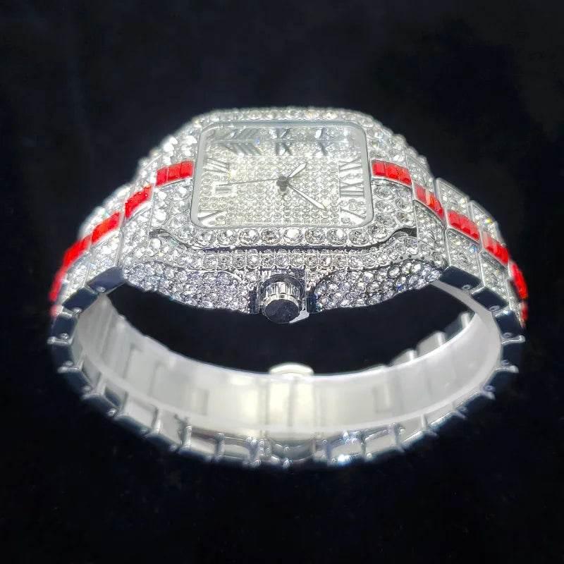 Luxury Full Diamond Watch for Men Fashion Green Iced Out Bling Square Watches Hip Hop Rap Jewelry Relogio Masculino Dropshipping - Empire P.E