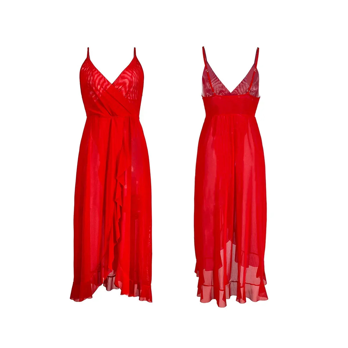 2025 Sleep Shirts Sheer Mesh Slip Dress Criss Cross Back
