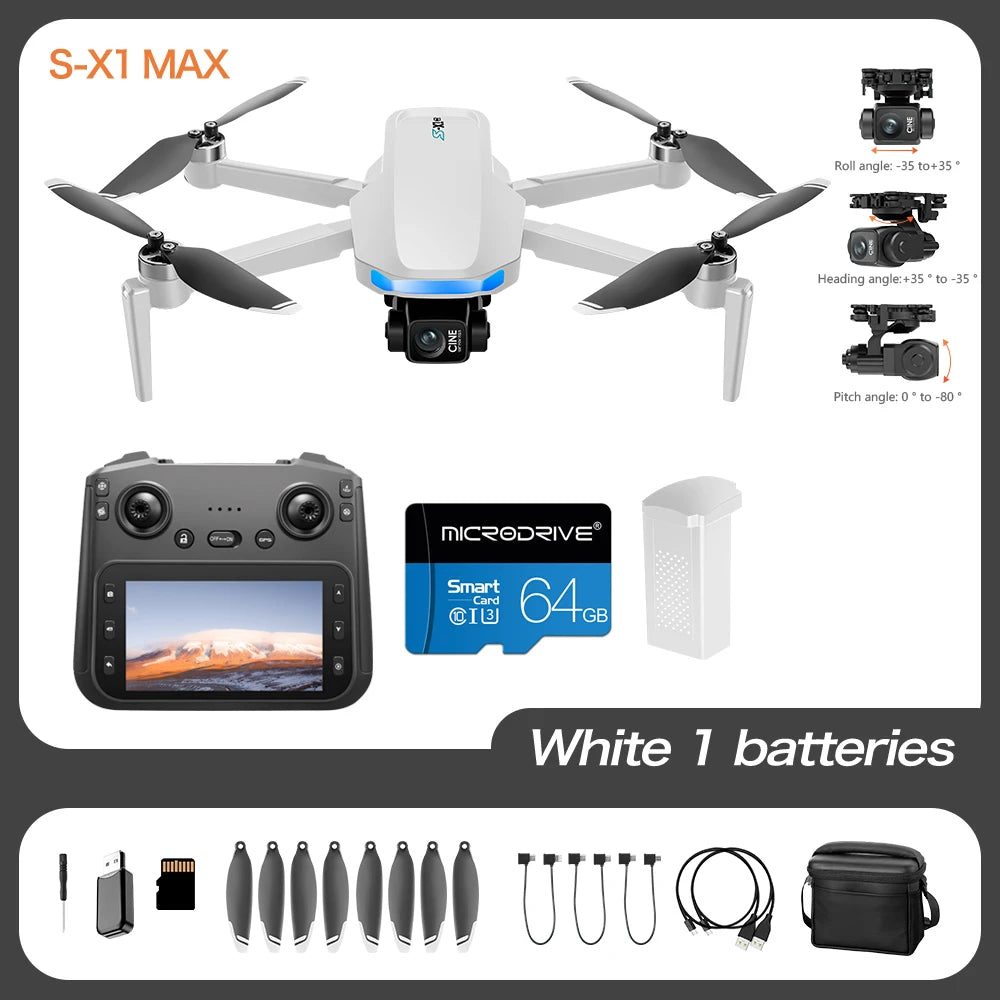 Mini Drone with Screen 3-Axis Anti-shake Gimbal 4K Aerial HD Cameras - Empire P.E