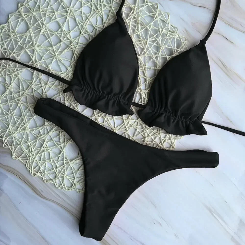 Sexy Bandage Top Thong Bottom 2 Pieces Set - Empire P.E