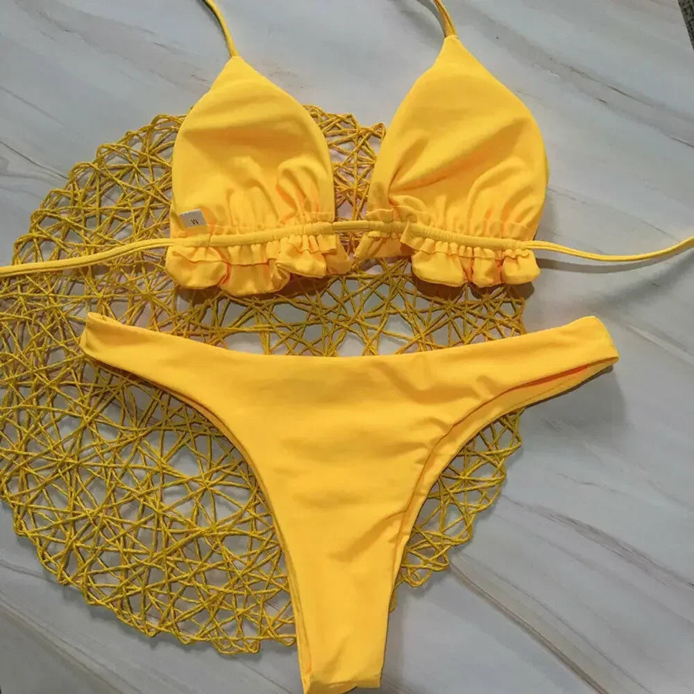 Sexy Bandage Top Thong Bottom 2 Pieces Set - Empire P.E