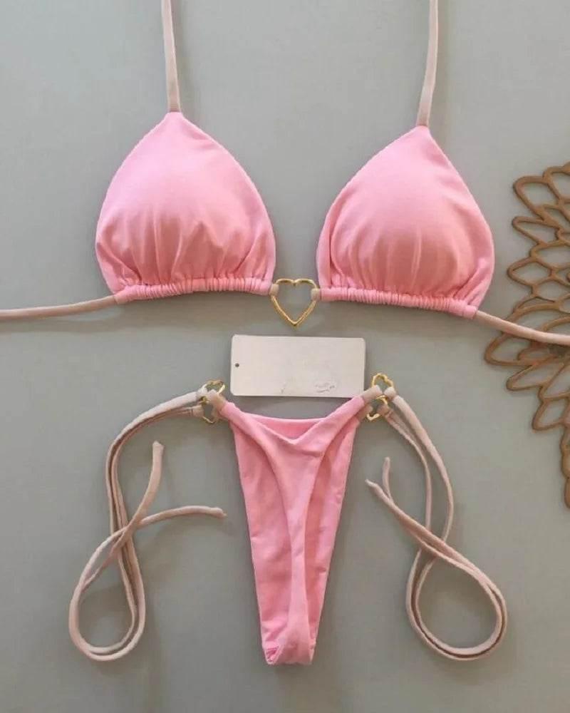 RUOTONSEPT Sexy Halter Solid color Bikini Set Women's Swimsuit Two-piece Triangle Thong Swimwear Bathing Suit Brazilian Biquinis - Empire P.E