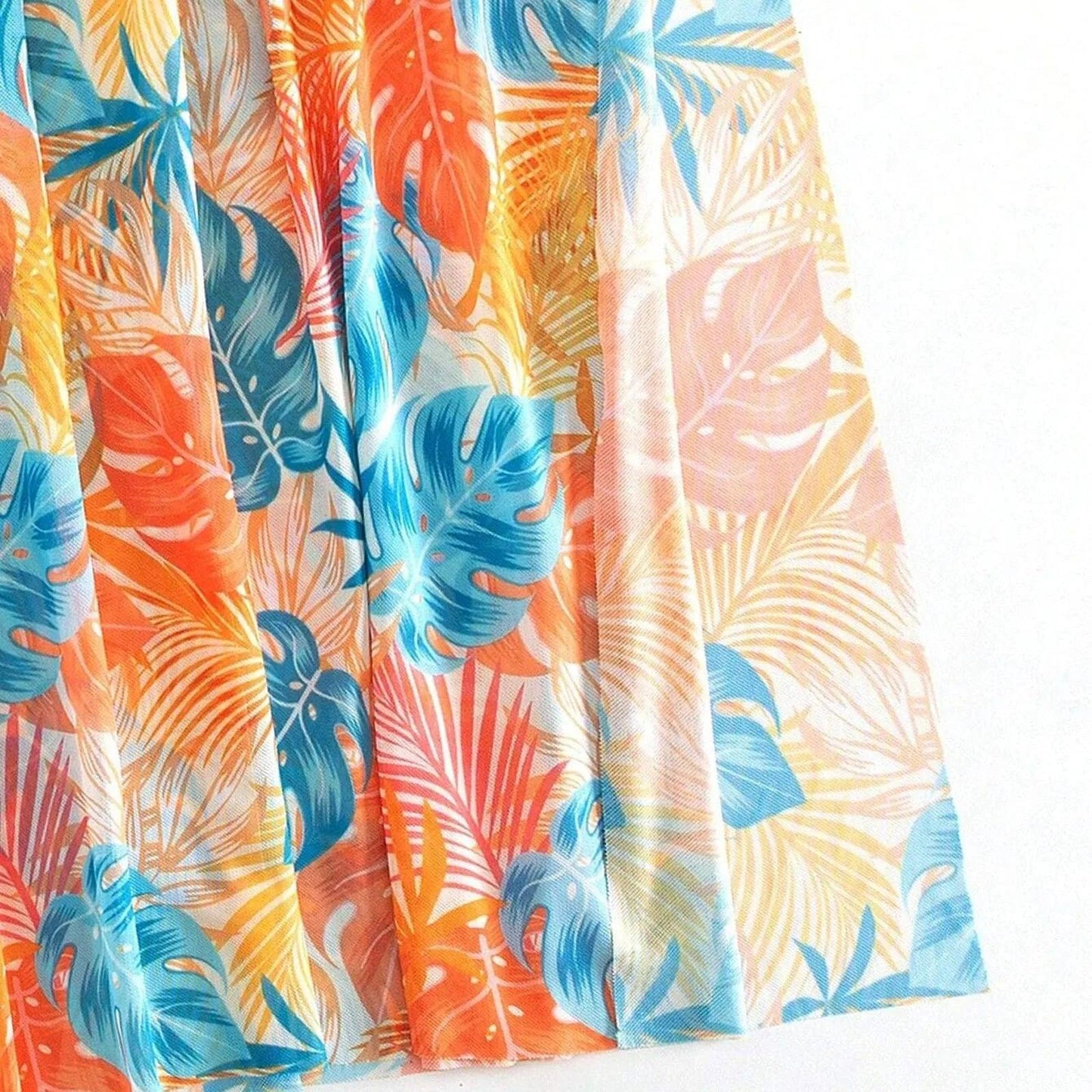 Summer Women Swimwear Leaf Print Tie Up Halter Bathing Suit Tops Shorts Split Beach Cover Up Skirt Female 3pcs Swimsuit Set - Empire P.E