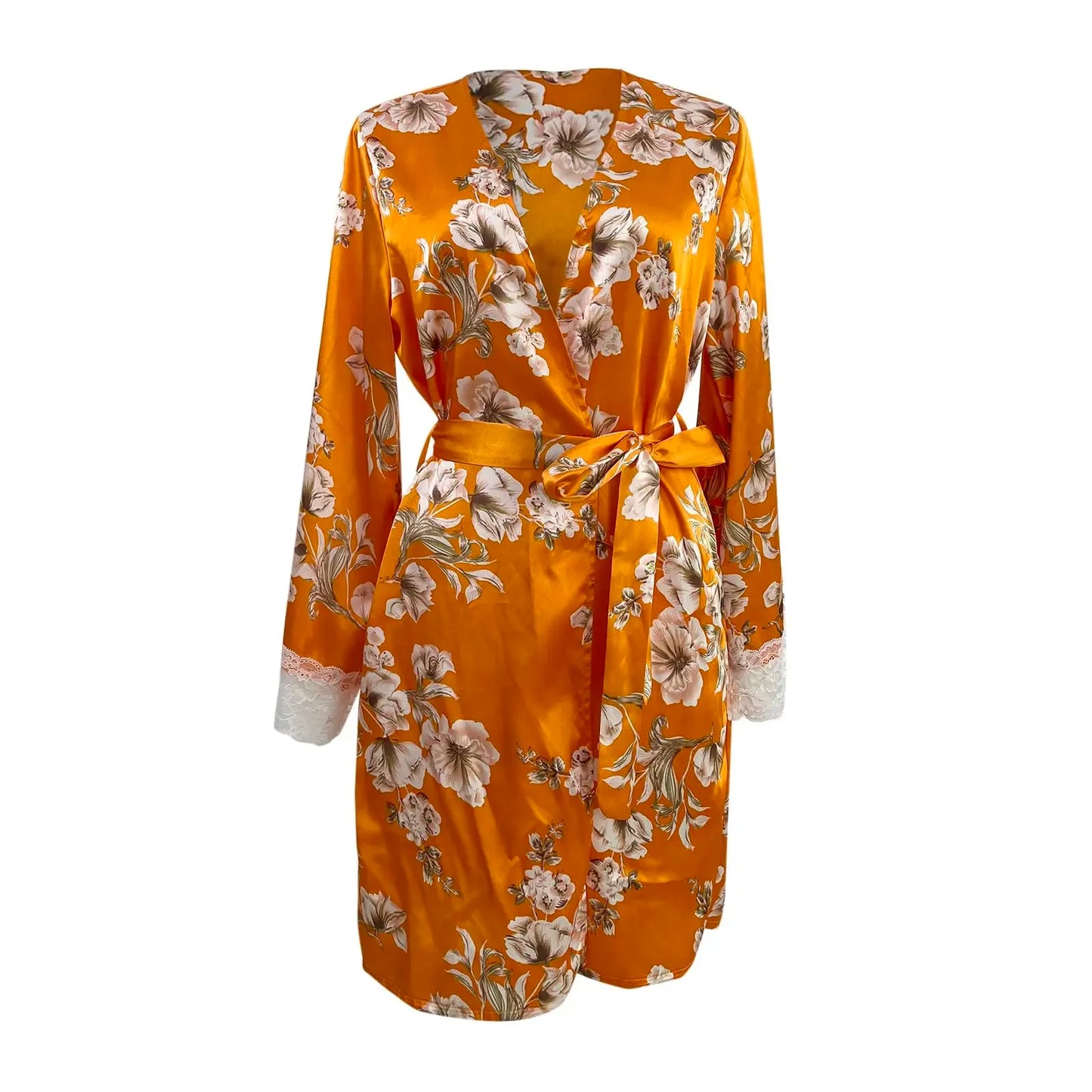 Women's Satin Nightgown Sexy Lace Patchwork - Empire P.E