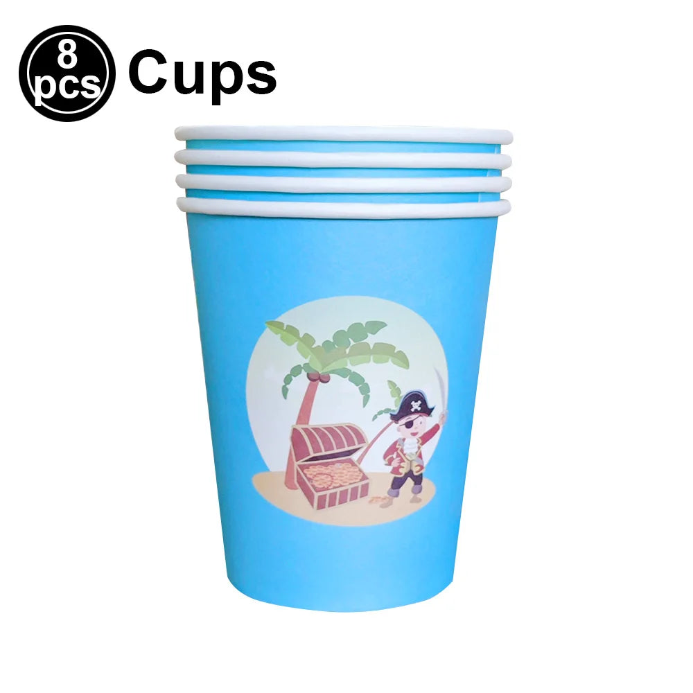 Pirate Party Decorations Dinner Plates Dessert Plates Cups Napkins Pirate Birthday Party Supplies for Kids Boys and Girls Party - Empire P.E