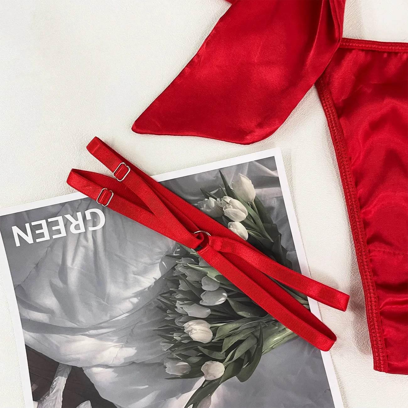 Bowknot Lingerie Open Bra Lace Up - Empire P.E
