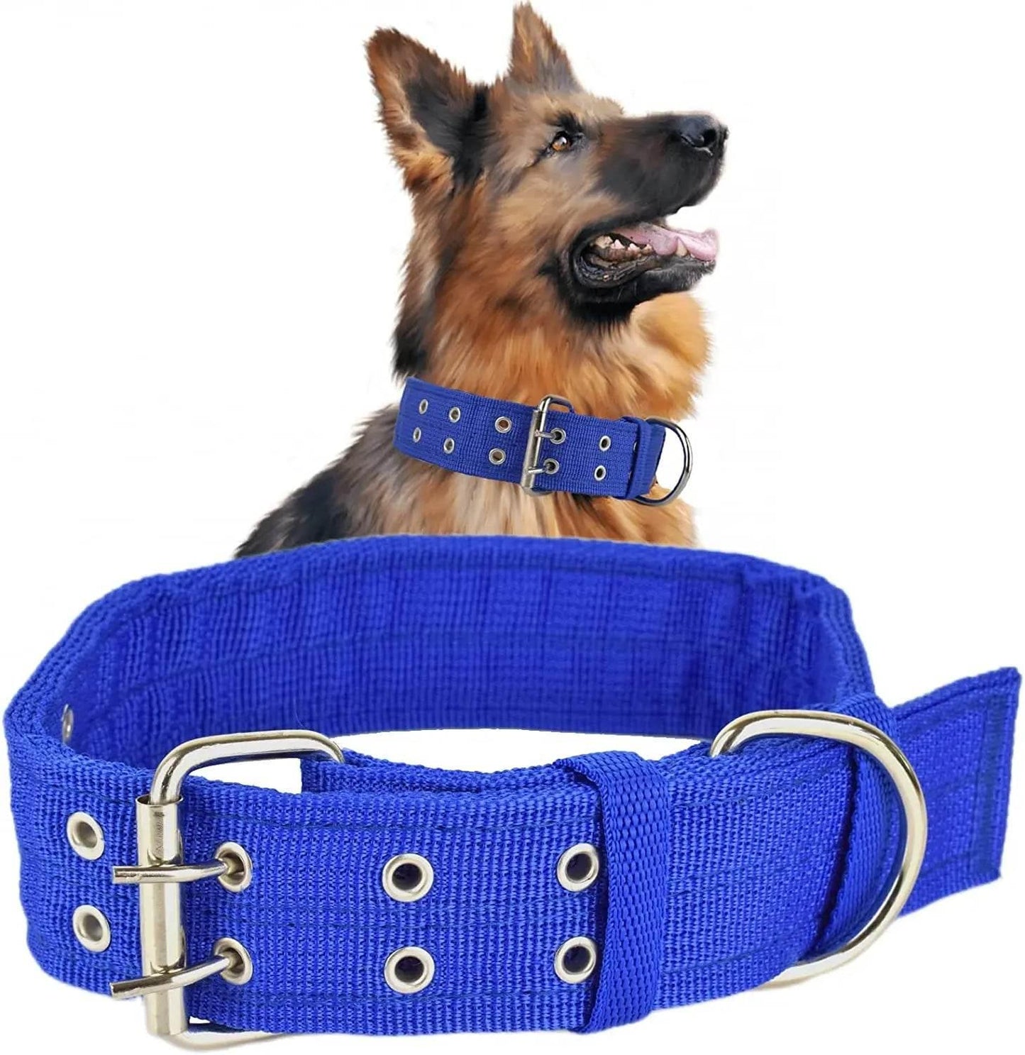 Heavy Duty Wide Military Thick Dog Collars for Large Dogs Adjustable Strong Nylon Tactical Pet Collar with 2-Rows Metal Buckle - Empire P.E