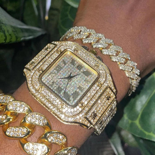 Necklace+Watch+Bracelet Hip Hop 14MM Cuban Link Chain - Empire P.E