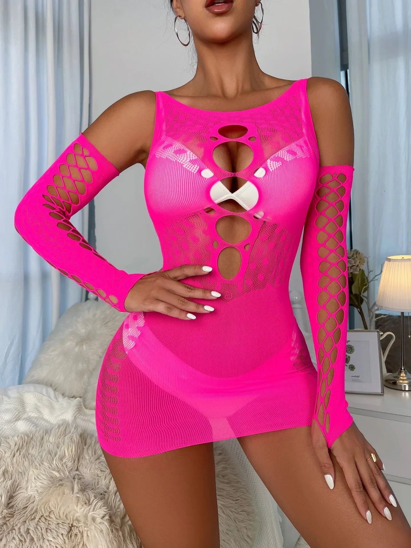 Night Dress Fishnet Hot Erotic Mini Dress Lingerie - Empire P.E