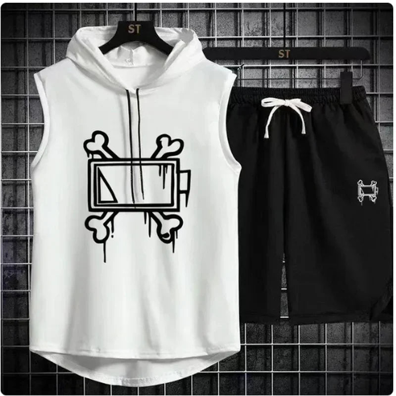 Men's track suit summer sportswear two-piece t-shirt shorts