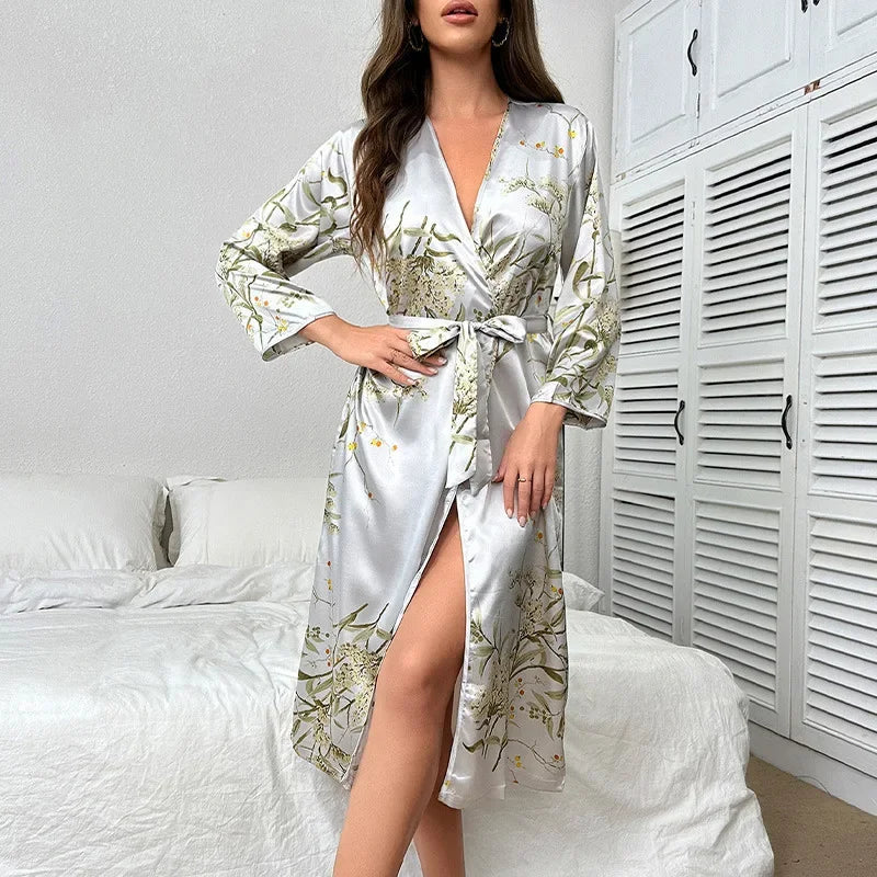 Sexy Loose Satin Print Nightgown - Empire P.E