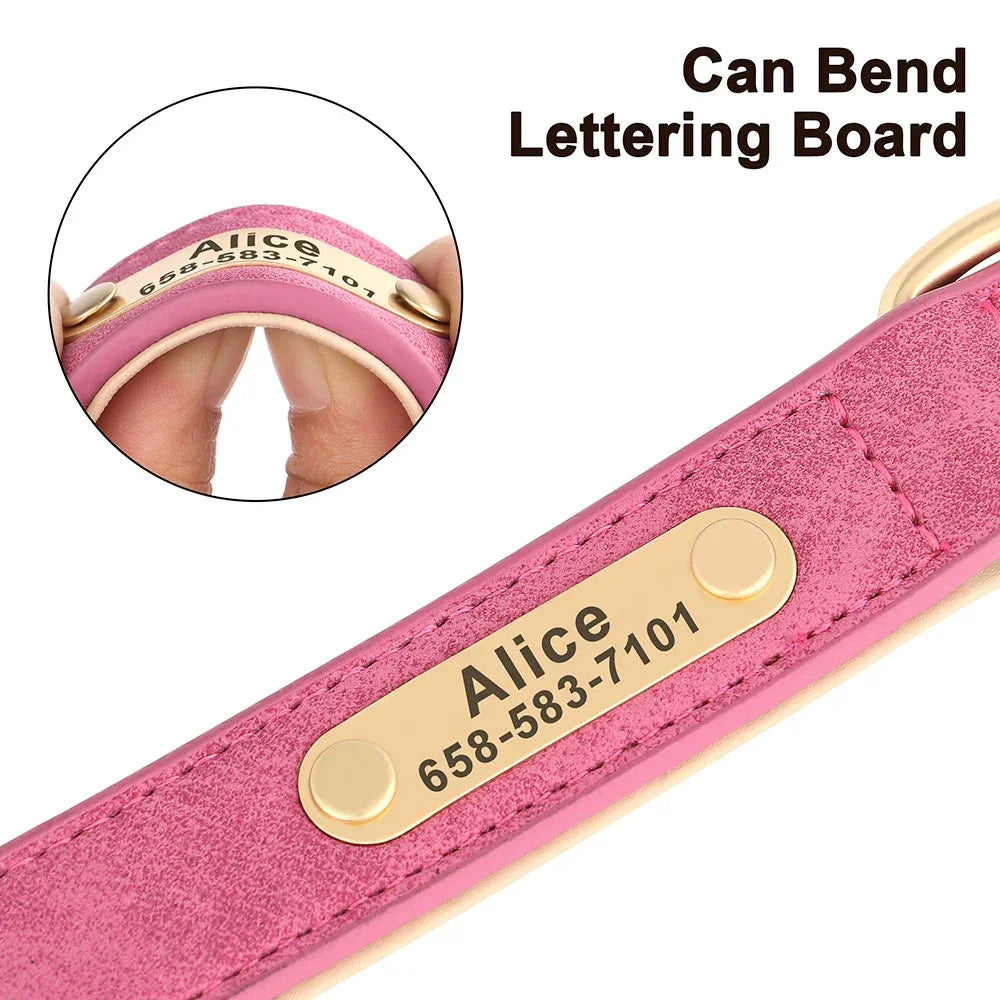 Personalized Dog Collar Custom Engraved PU Leather - Empire P.E